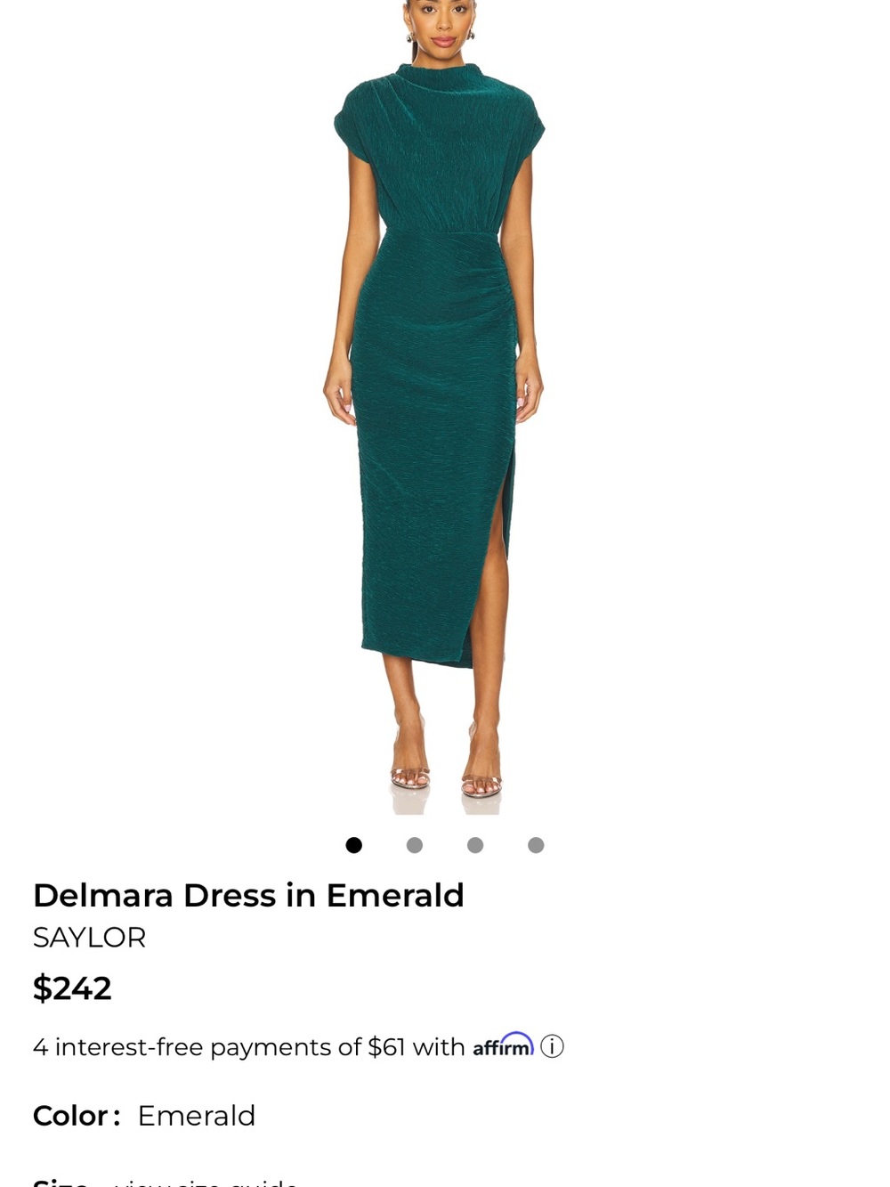 SAYLOR Emerald Midi Dress with Side Slit